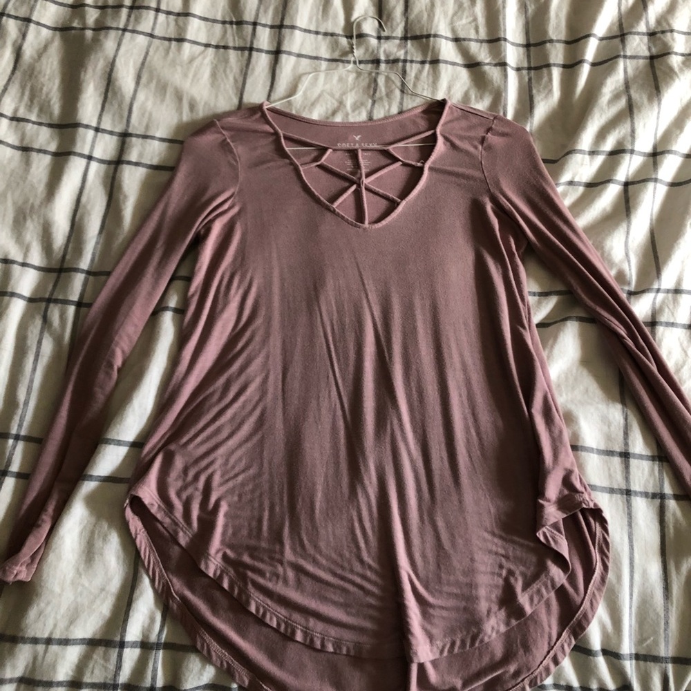 patterned front, pink long sleeve american eagle